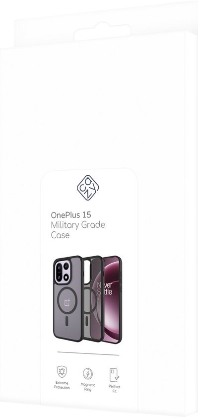 Étui Cazy compatible avec OnePlus 15 Étui compatible avec MagSafe - Backcover Military Grade - Zwart