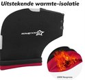 Zwarte stuurhandschoen met rode voering, 6mm neopreen, met Rockbros logo.