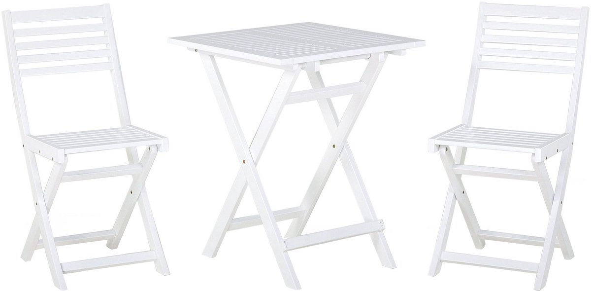 Bol.com BELIANI FIJI - Bistroset voor 2 - Wit - Acaciahout aanbieding