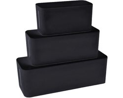 BUDDLEY Kabelbox Zwart (SET) - Kabeldoos - Kabel Opbergbox Stekkerdoos - Kabel Management onder bureau - Kabelbox voor snoeren wegwerken