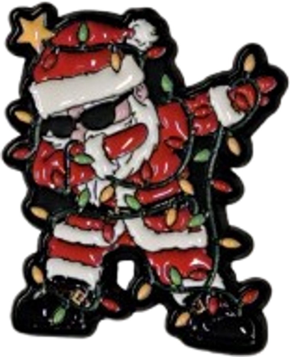 Pin Broche - Dab kerstman met lichtjes - Kledingspeld - kerstmis - Speldje voor rugzak of kleding - Kleine cadeautjes - enamel pin - Grappige badge - 1 stuk
