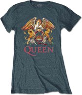 Queen Dames Tshirt -M- Classic Crest Grijs