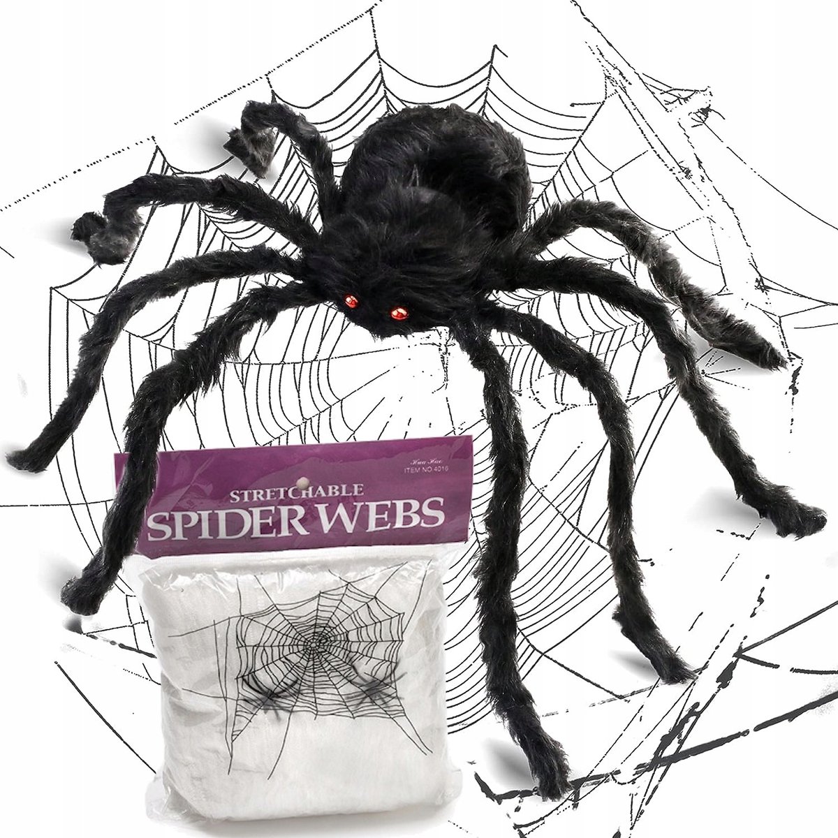 Grote Halloween Spinnenwebset met Pluche Spin