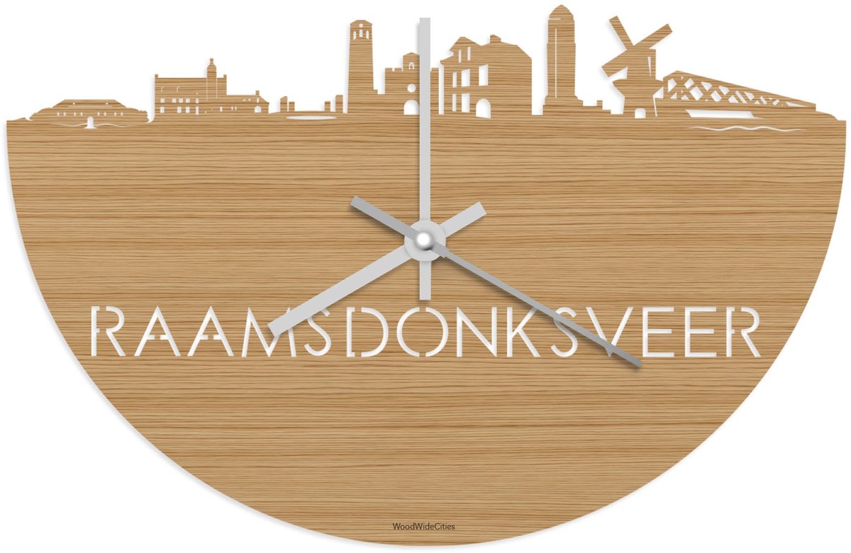 Skyline Klok Raamsdonksveer Bamboe hout - Ø 40 cm - Stil uurwerk - Wanddecoratie - Meer steden beschikbaar - Woonkamer idee - Woondecoratie - City Art - Steden kunst - Cadeau voor hem - Cadeau voor haar - Jubileum - Trouwerij - Housewarming -