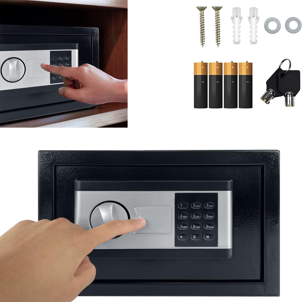 Aufun Elektronische Wandkluis 22L - 35X25X25 cm - Vuurvast Waterdicht – Combinatieslot & Sleutel
