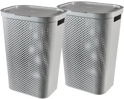 Curver Infinity Recycled Wasmand met deksel - 60L - 2 stuks - Grijs