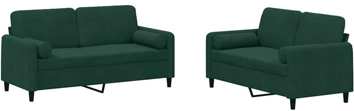 vidaXL - 2-delige - Loungeset - met - kussens - fluweel - donkergroen