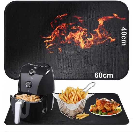 Hittebestendige Vuurvaste Siliconen Mat – Bakmat - Antislip Glasvezelmat 40x60 cm – Beschermmat voor Friteuse, Airfryer, Oven & Koffiezetapparaat - Koffiemat