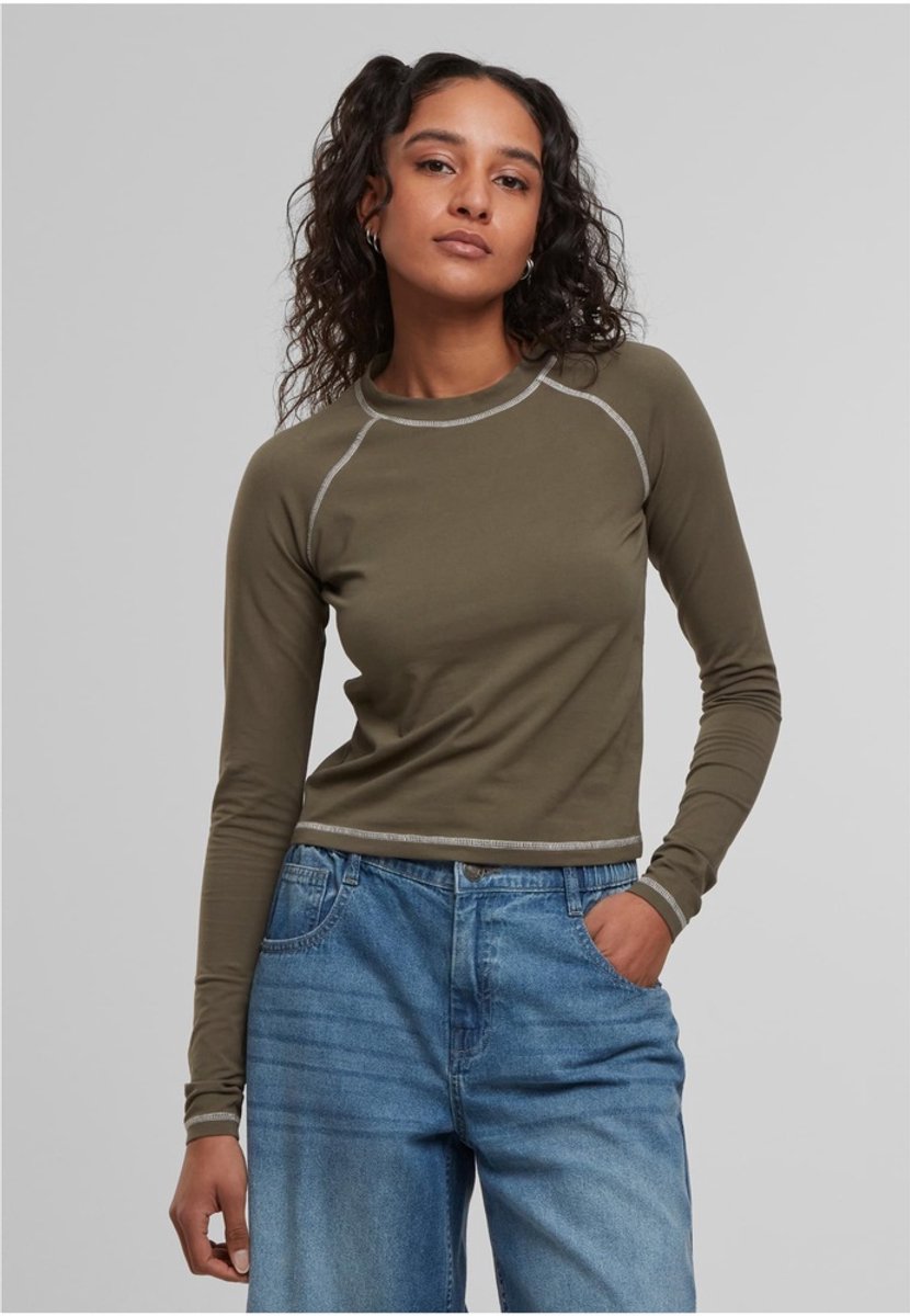 Urban Classics Contrast Jersey Longsleeve top 4XL Olijfgroen