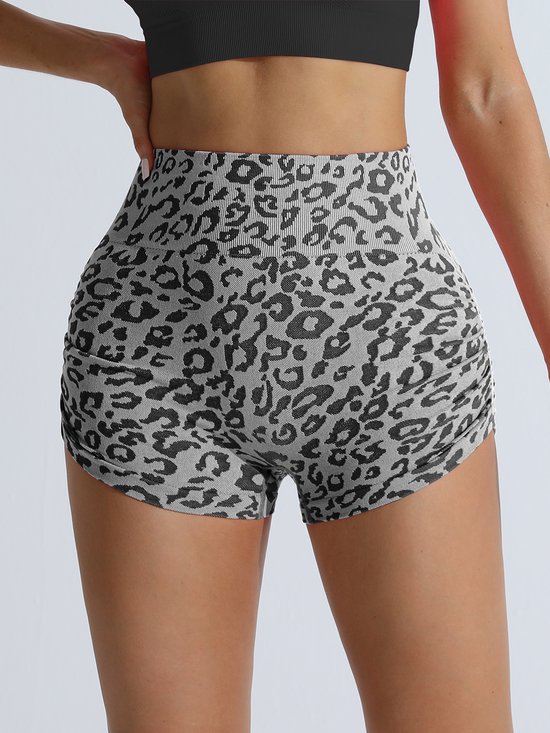 Dames sportshorts - Maat M - Taille 61 cm - Heupen 68 cm - Zijlengte 20 cm - Naadloze fitness- en yogashorts met hoge taille - Comfortabel en huidvriendelijk - Donkergrijs — afbeelding 2