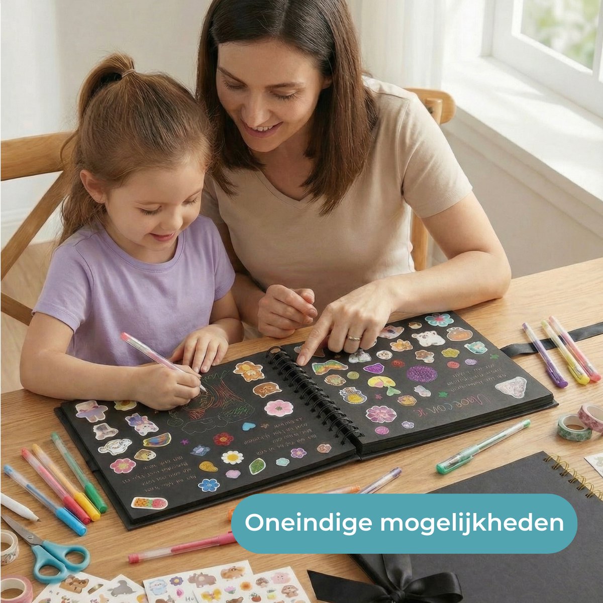 RENALUX Fotoalbum Plakalbum - Scrapbook Album - Plakboek - Foto Album - Gastenboek Bruiloft - Baby Album- 80 Pagina's - Zwart — afbeelding 5