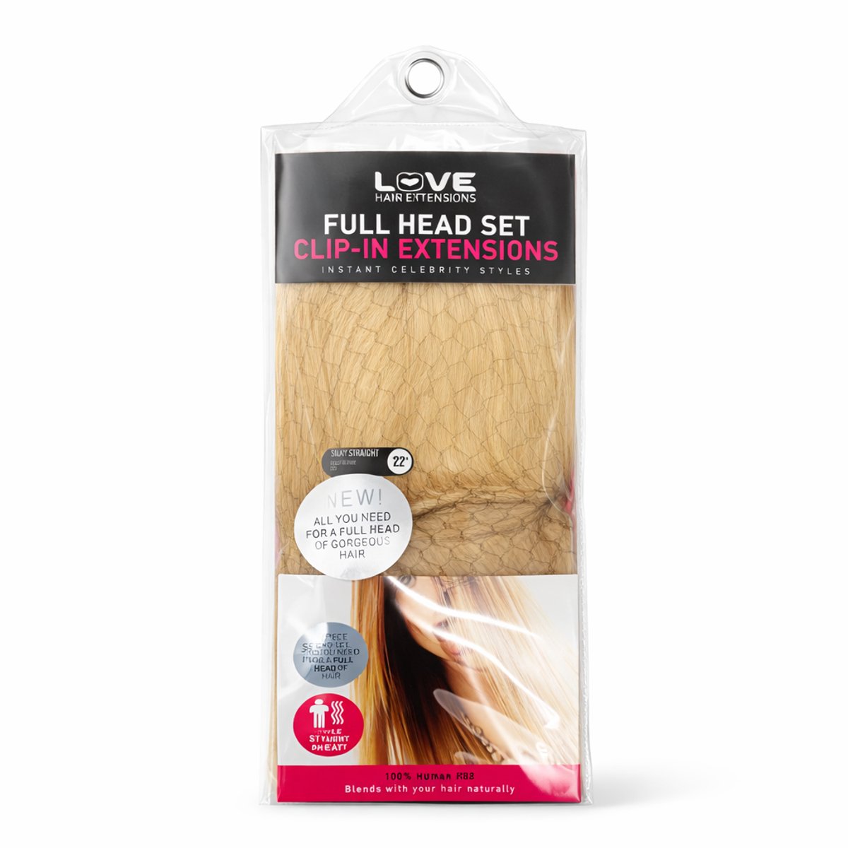 Love Hair Full Head Clip-In Extensions – Echt Haar – Kleur 22 Beach Blonde