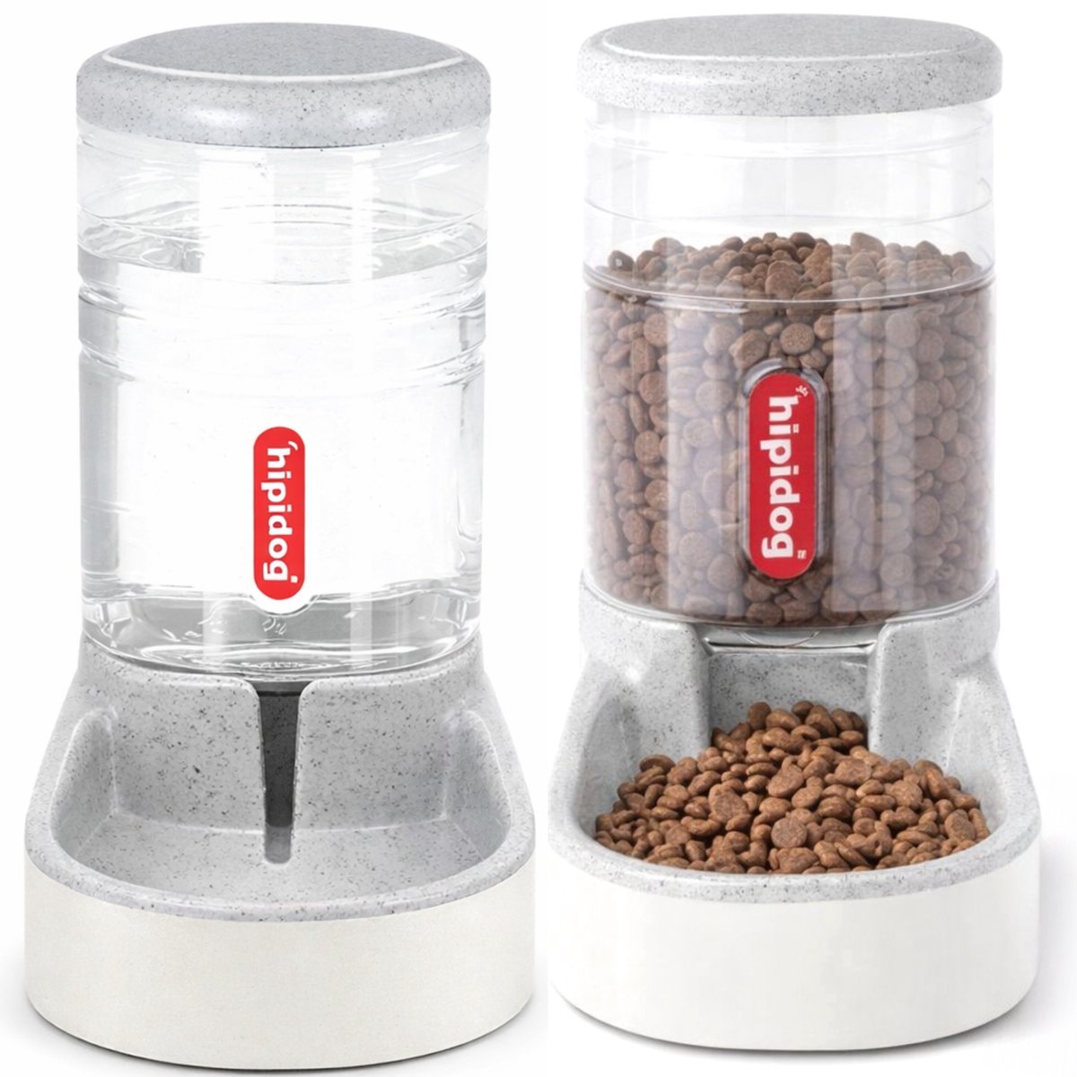 HIPI DOG® Set van 2 Voer- & Waterdispensers - 2.1KG Voer - 3.8L Water - Voerbak - Voerbak - Automatische Dieren watervoerder - Kat & Hond - Waterbak - Huisdier - Waterdispenser - Waterdispensers - Drinkbak - Waterbakken