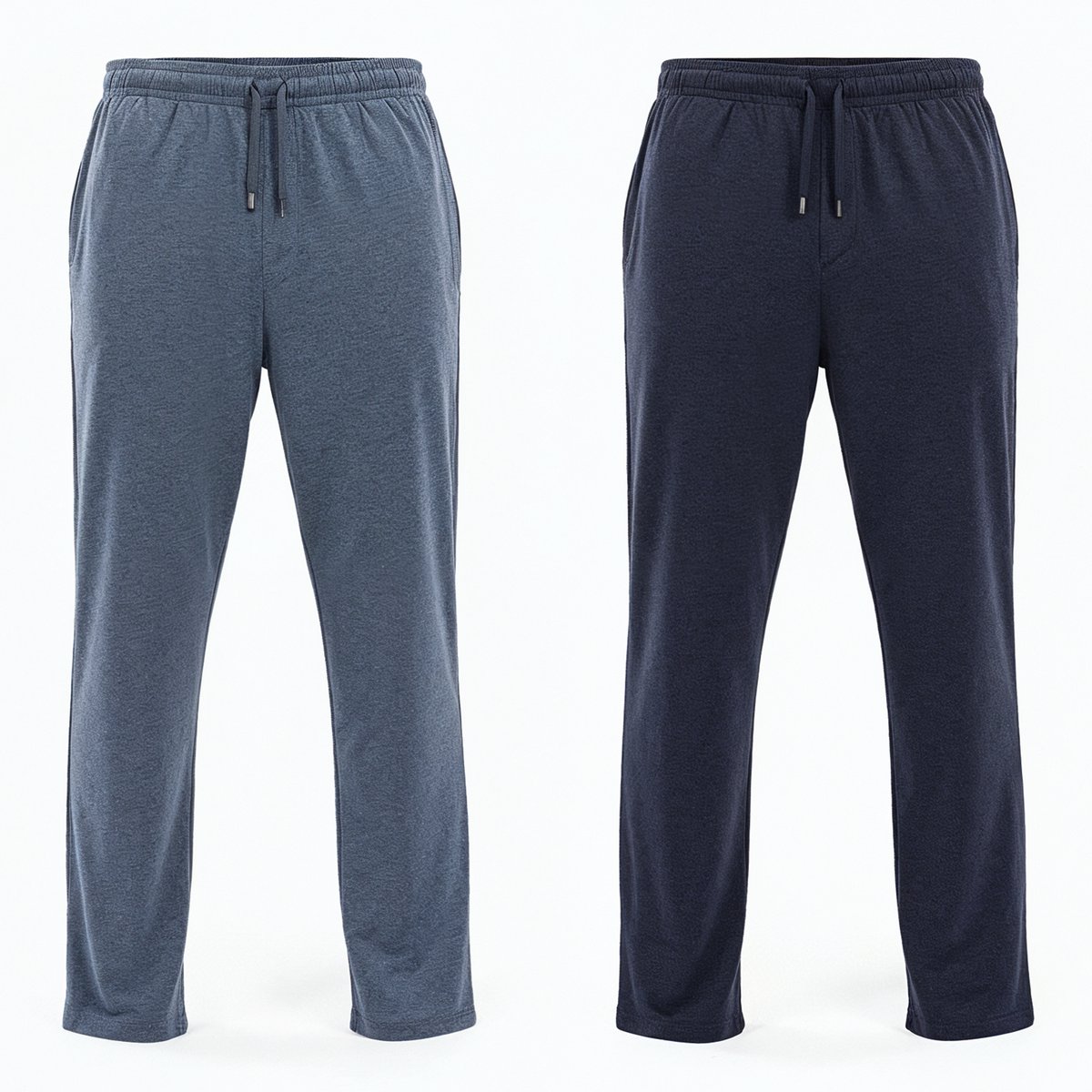 Milanoro - Set van 2 heerlijk zachte katoenen pyjamabroeken voor heren - Navy / Blauw effen - L