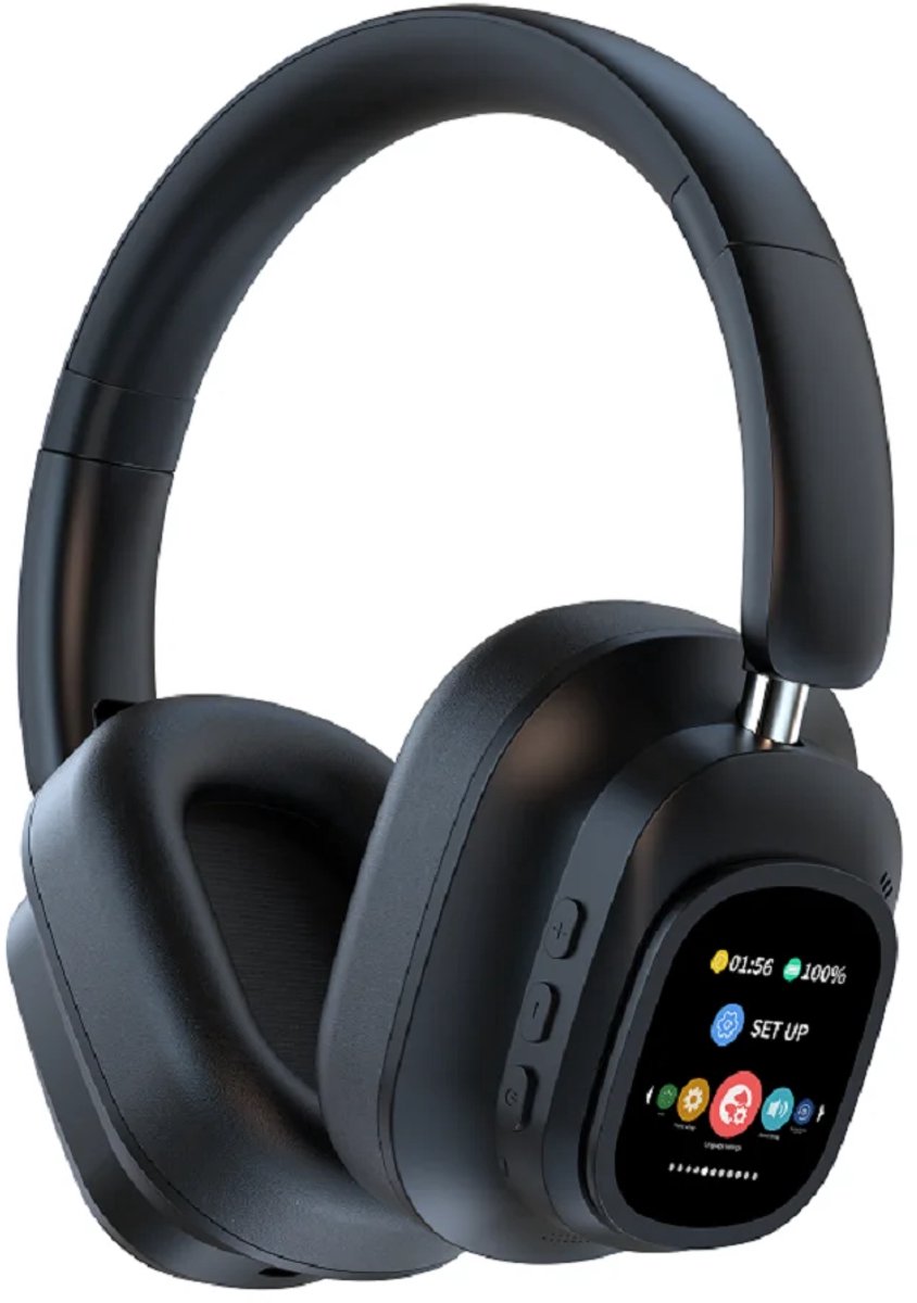 Siindoo JH-ANC930 Plus Bluetooth 5.3 Over-Ear Koptelefoon – Hybrid Active Noise Cancelling ANC – LED Touchscreen Display – 40 mm Drivers – Diepe Bass – Bluetooth & 3.5 mm – Lange Batterijduur – Memory Foam Comfort – Zwart