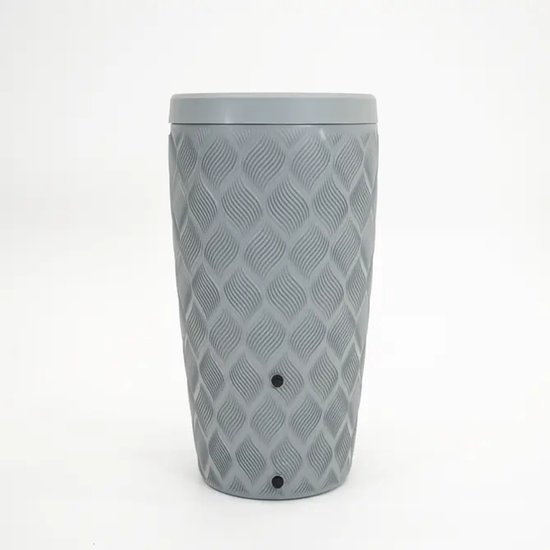 Regenton 240L grijs Vita Flow met bloempot, kraantje, lichtgewicht, vorst- en UV-bestendig, breukvast