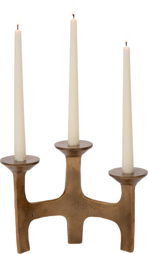 Atmooz - Bougeoir Amour S/3 - Messing Antique - Pour 3 bougies - 27x11x20 cm - Décoration de Table Elégante