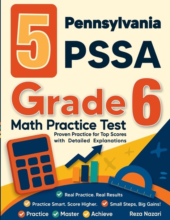 5 Pennsylvania PSSA Grade 6 Math Practice Tests - cover