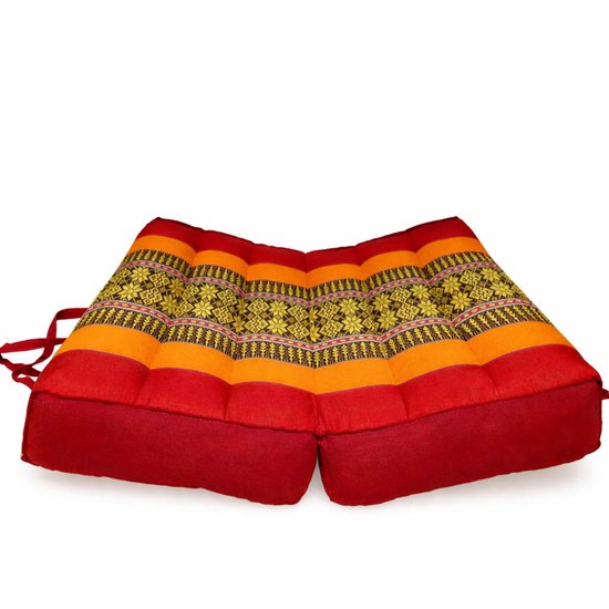 Meditatiekussen - Yoga kussen - Zitkussen - Opvouwbare Vloerkussen - Draagbaar kussen - Oranje/rood (40x40x7cm) van Sens Design — afbeelding 2