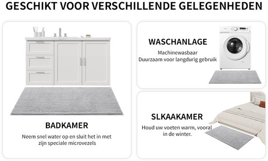Homaxy Chenille Badmat - Antislip badmat - Absorberende badmat - Fluffy badkamervloermat - Zwart - 50x80 cm