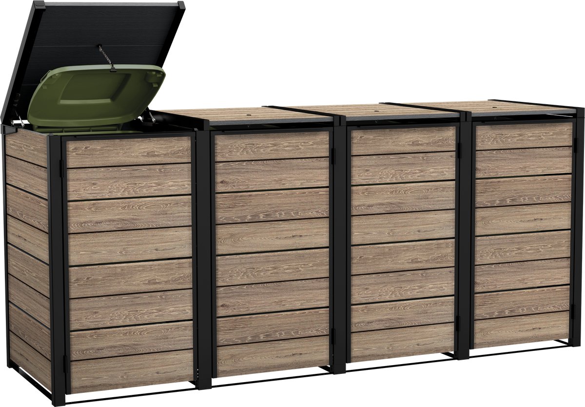 Keter Hide Away Containerberging - 4x 240L - Ashwood