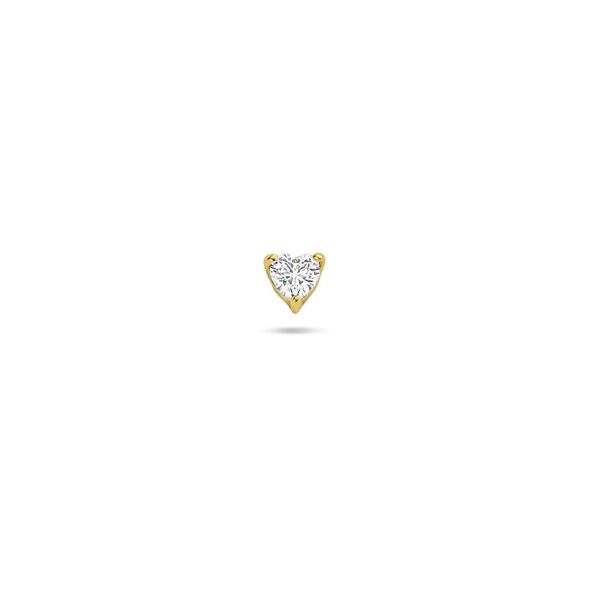 Zilveren vergulde flat back piercing zirkonia hartje 3,5 mm 1 micron