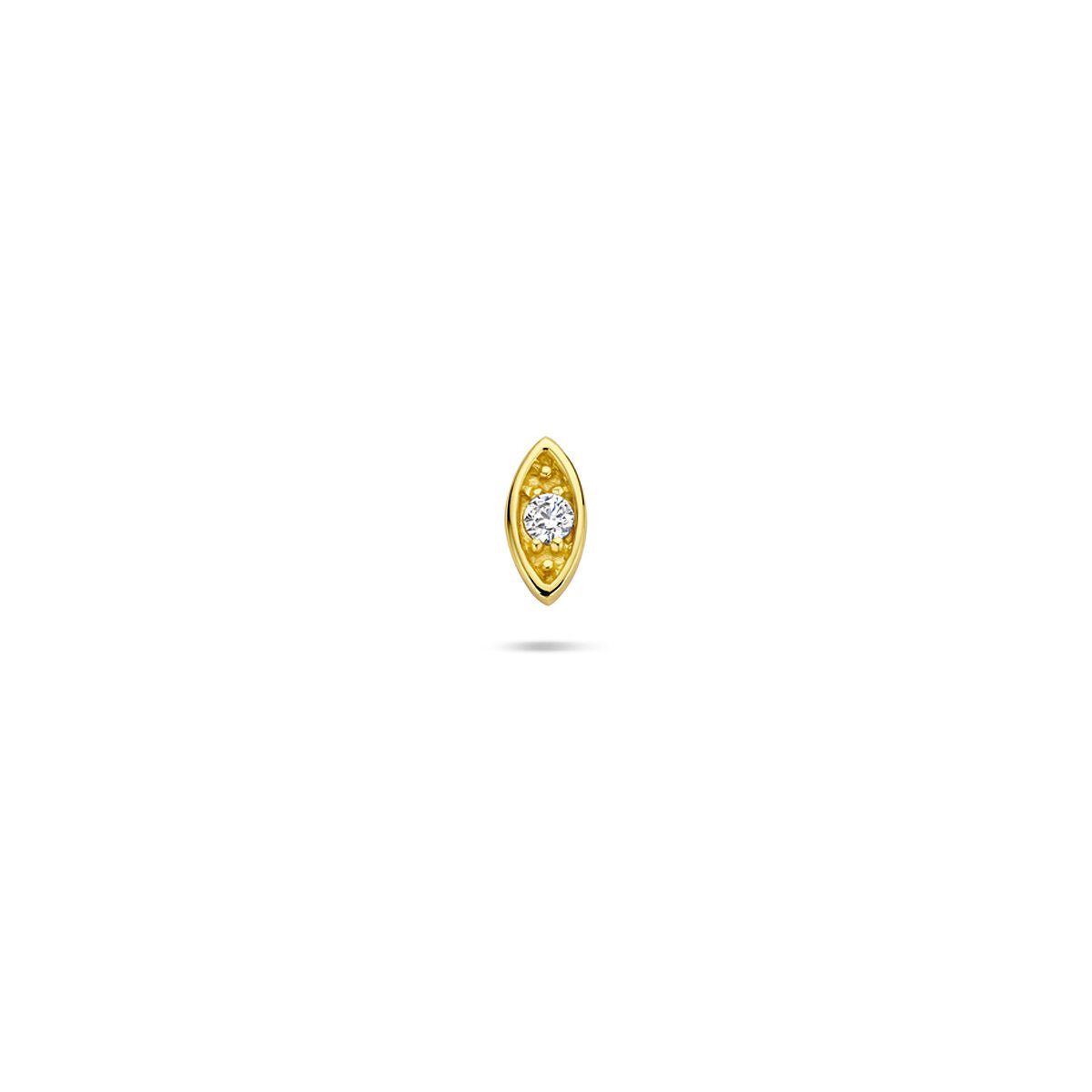 Zilveren vergulde flat back piercing boze oog zirkonia 6 mm 1 micron