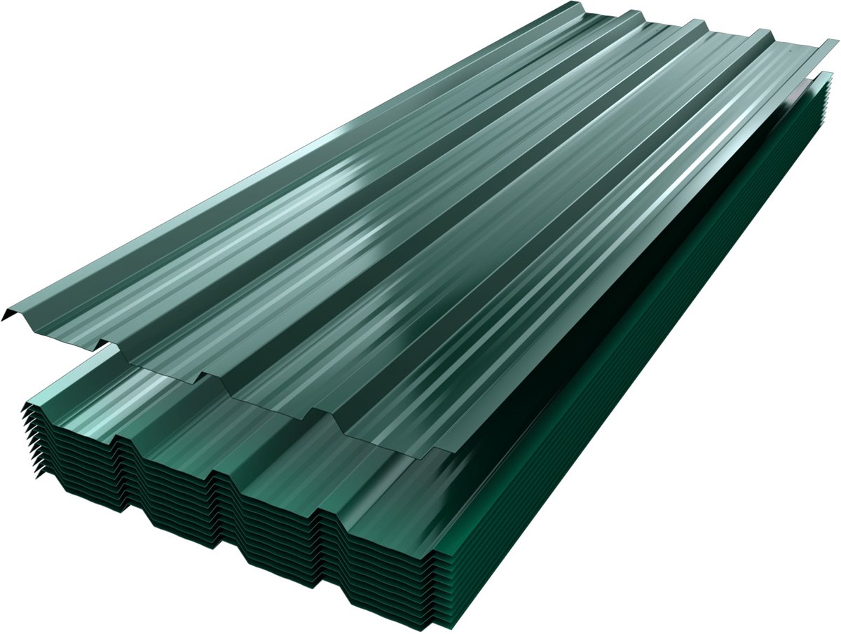 Aufun 12-delige Gegalvaniseerde Trapezium Golfplaten (129,5x45cm, 6,99m²) - 0,25mm Dik met 120 Schroeven & Handschoenen - Voor Tuinhuis & Garage Dak (Groen)
