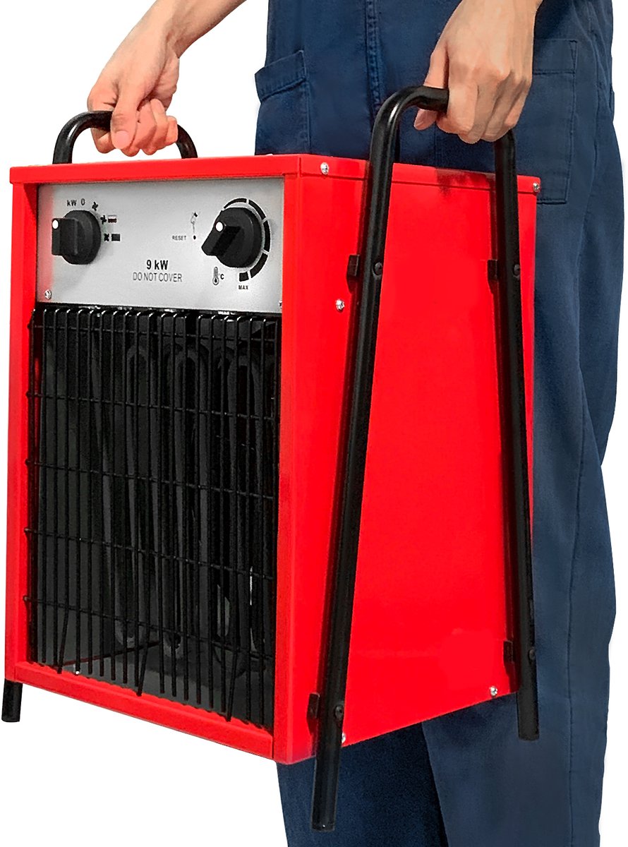 Aufun 9KW Professionele Ventilatorkachel - Rood - 3 Verwarmingsniveaus & Overbelastingsbeveiliging - voor Binnen & Buiten