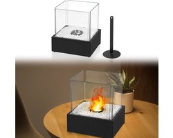 Aufun Bio-Ethanolhaard - Vuurkorf Tafelhaard Draagbaar Met Veiligheidsglas En Vlamblusser -…