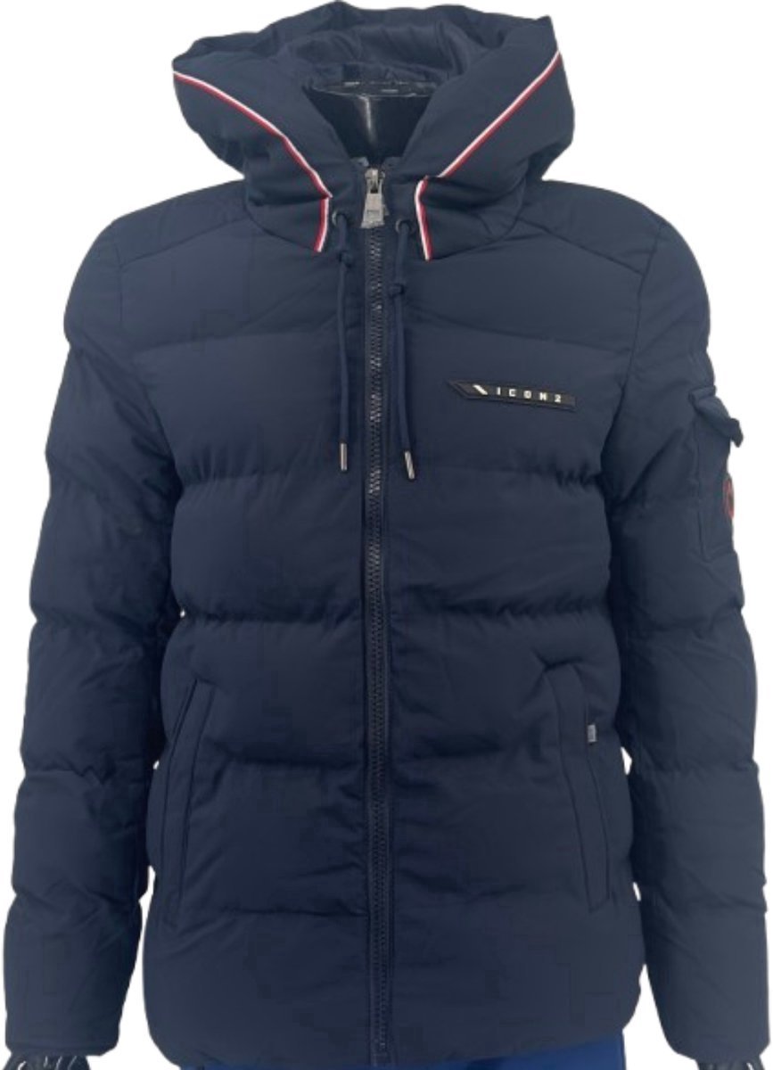 ICON2® Winterjas Heren - Puffer Jas Heren - Met Ritszakken en Binnenzak - Winddicht en Waterafstotend - Marine Blauw - Maat L