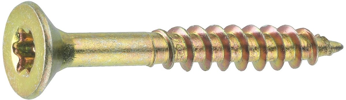 Famanu – Universele houtschroeven 5,0 x 50 mm met verzonken kop en torx-aandrijving, gedeeltelijke schroefdraad, geel verzinkt, grootverpakking (1 kg)