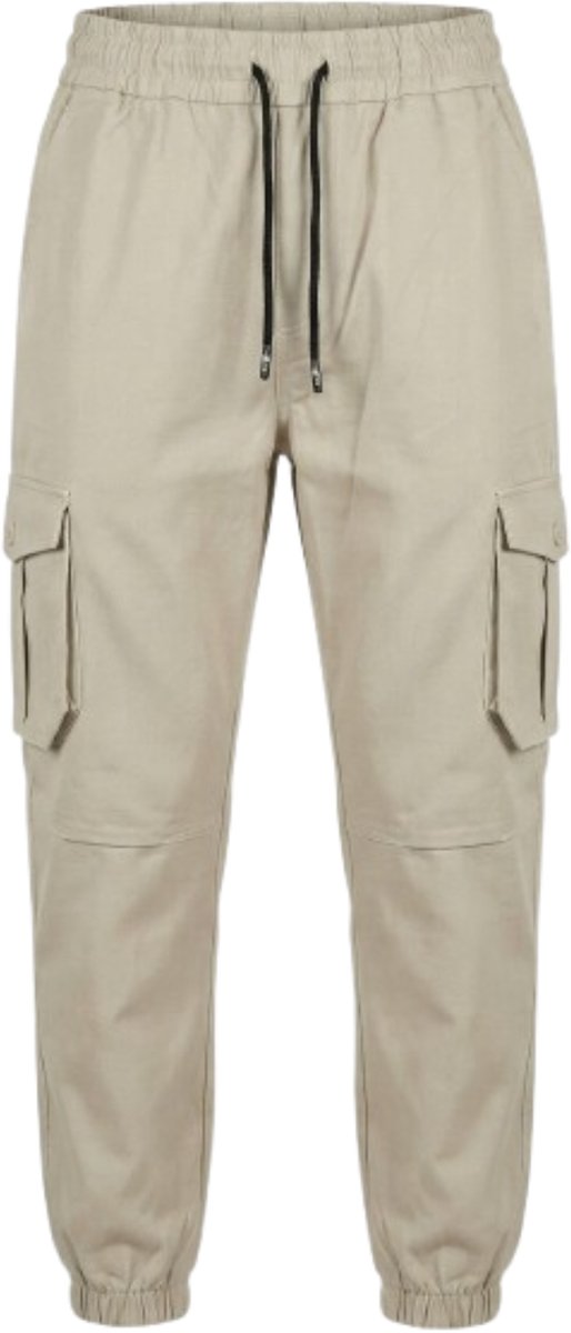 Hitman Cargo Broek Heren - Joggingbroek Heren - Trainingsbroek Heren - Sportbroek Heren - Katoen - Diepe Zakken - Crème - Maat M