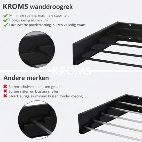 KROMS Etendoir Mural XXL Blanc 100cm - Séchoir à Linge Pliable Intérieur 6m De Longueur