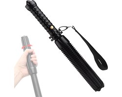 JustValue Militaire LED Tactische Zaklamp - Aluminium - Uitschuifbaar - 36.5 - 46.5 CM - IP65 - Noodpakket - Zwart