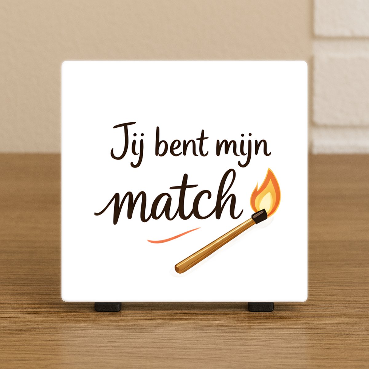 Wenstegeltje “Jij Bent Mijn Match”– Liefde Cadeau – Woondecoratie – Handmade – Trendy nu – Valentijn – Vriend(in) – Zomaar – Cadeau – Incl standaard