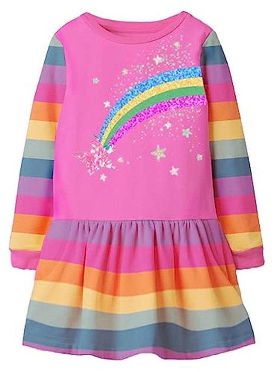 Meisjesjurk met Bloemenprint en Glitter Katoen – Kindermode