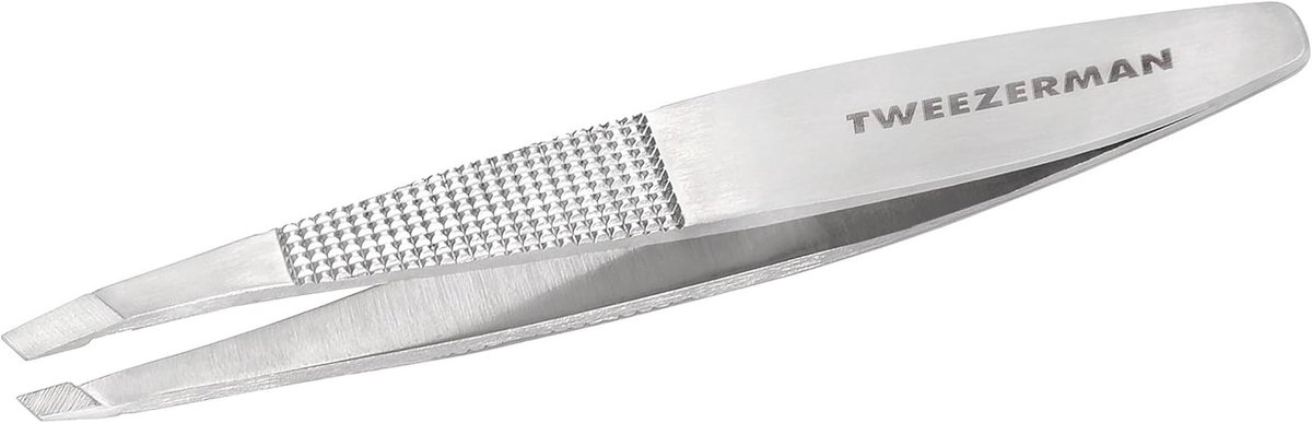 Pincet met breed handvat en schuine punten voor professionele wenkbrauwverzorging