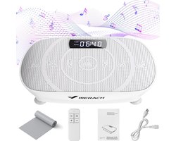 NaevaMi Trilplaat - Model: Slim - Vibration Plate - Voor Vetverbranding en Gewichtsverlies - 10 Snelheden Handmatige Modus - Stil ≤65dB met LED Display, Afstandsbediening en Yoga Weerstandsband - 51,6×28,7×11,9cm - Wit