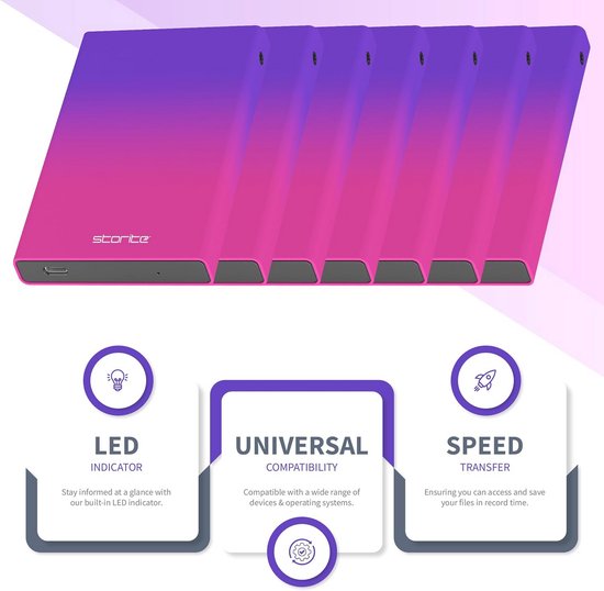 Draagbare externe harde schijf 1 TB USB 3.0 met led-display - Compact voor PS5, PC, Mac, en laptop van Merkloos — afbeelding 3