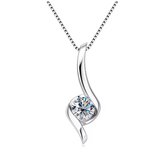 Selevie Ketting Twist van Witgoud met Moissanite 1ct - Twist Pendant - Necklace Diamond 1ct look round cut - Ronde Moissanite VVS1