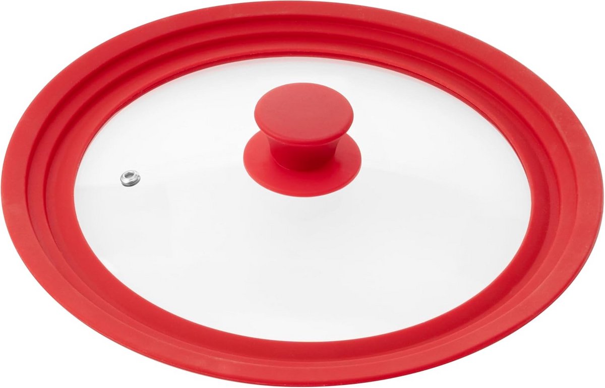 Universele glazen deksel met siliconen rand - 30/32/34 cm - Rood