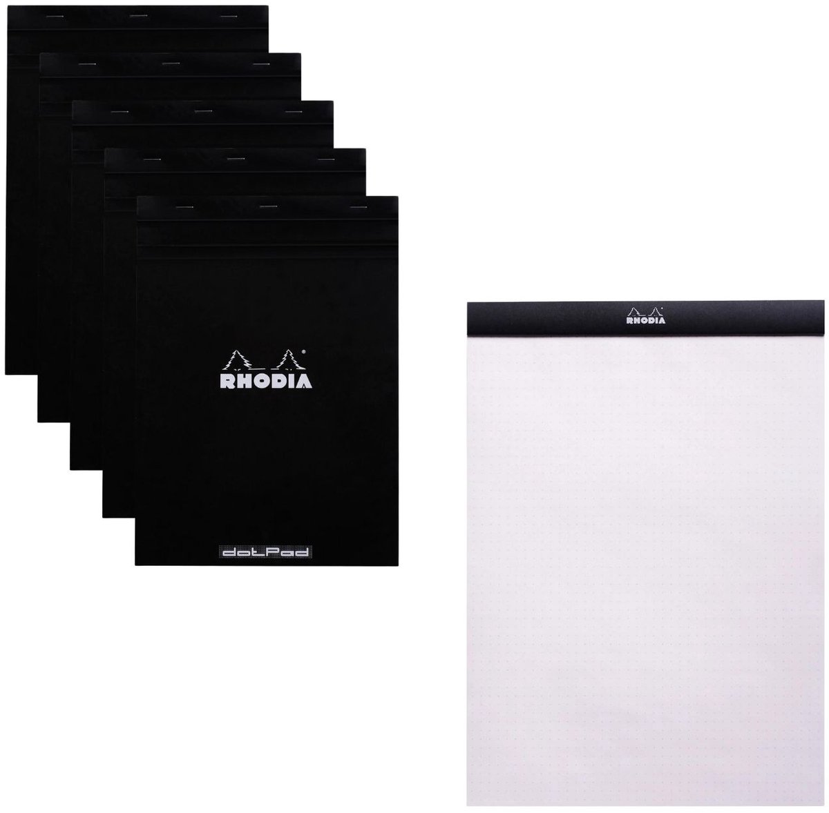 Rhodia Dotpad - geniet Schrijfblok - N18 - A4 - gestippeld - 80g - Zwart - 80 vel - 5 stuks