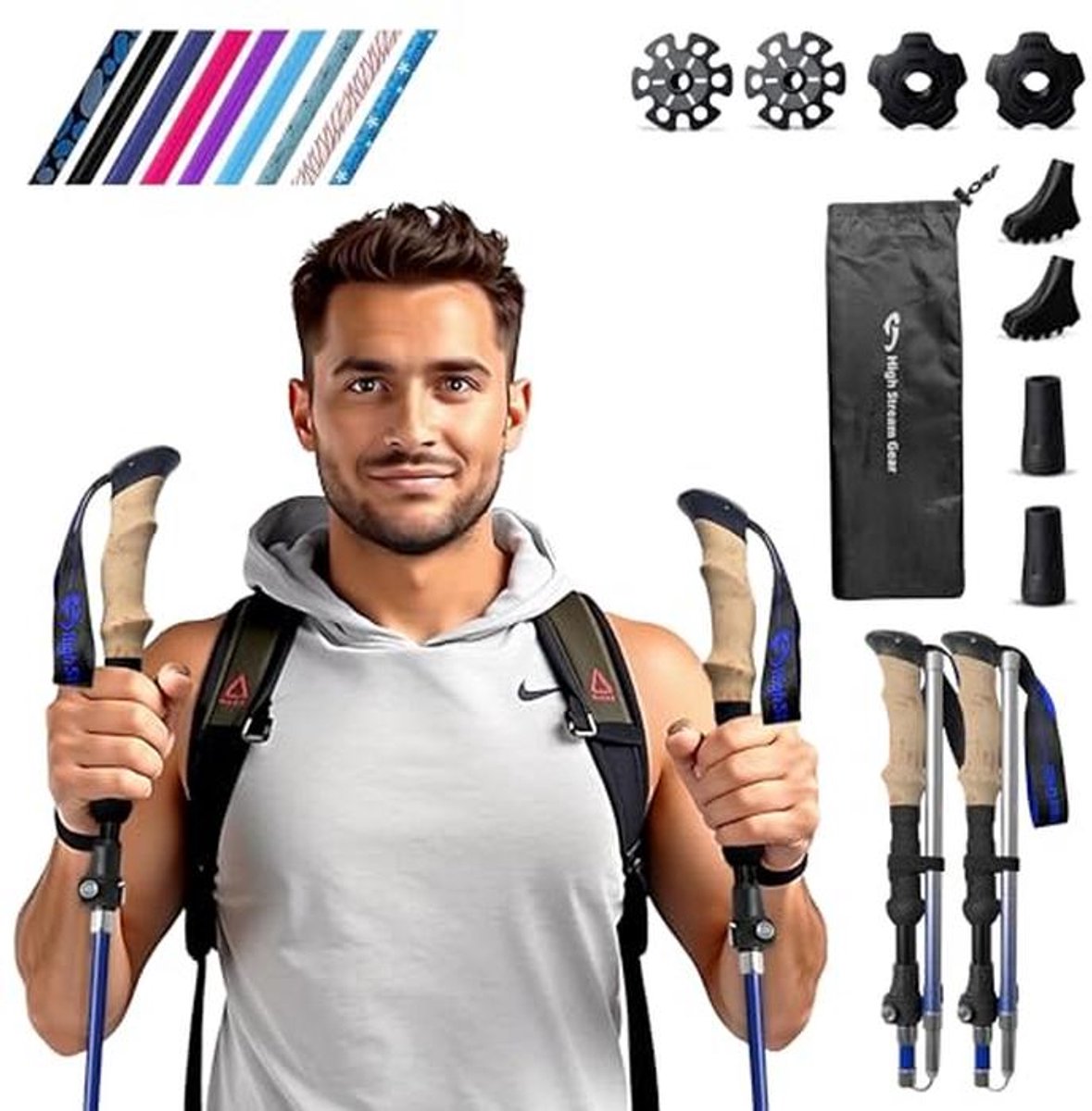 Opvouwbare Wandelstokken voor Dames - Lichtgewicht Trekkingstokken voor Sport en Reizen, Set van 2
