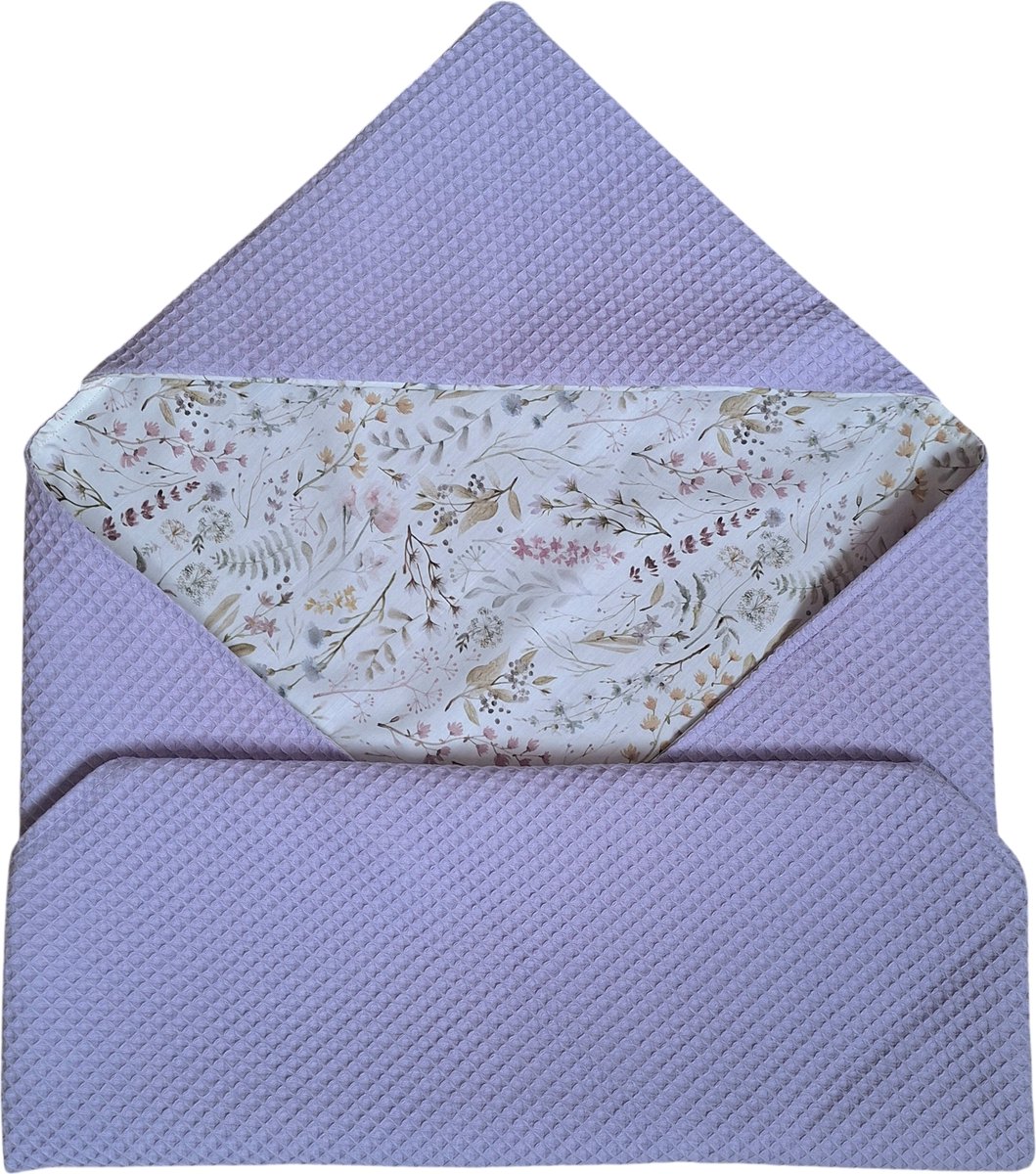 Wikkeldoek - Wikkeldeken - Omslagdoek - Wafel lila - Paars - Katoen natuurbladeren - 70 x 70 cm - Handgemaakt - Handmade
