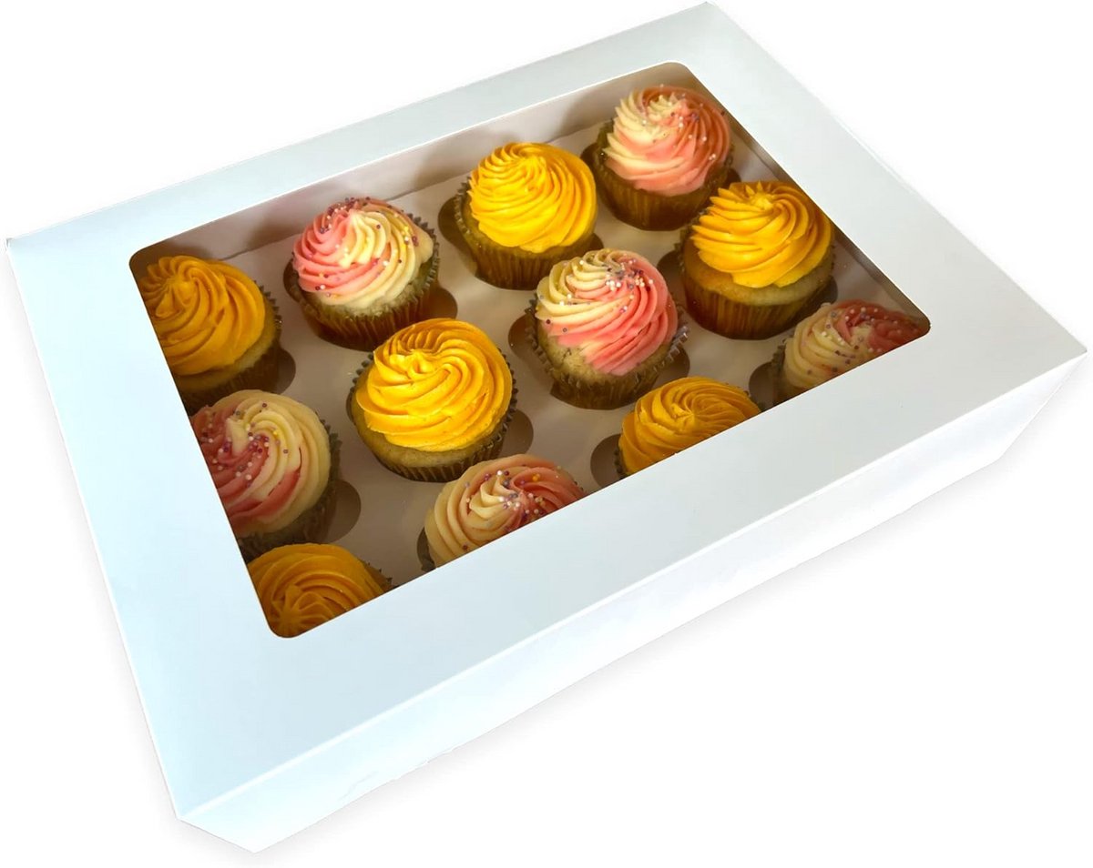 Premium 12 Cupcake Box - Duurzame en Voedselveilige Verpakking voor Muffins
