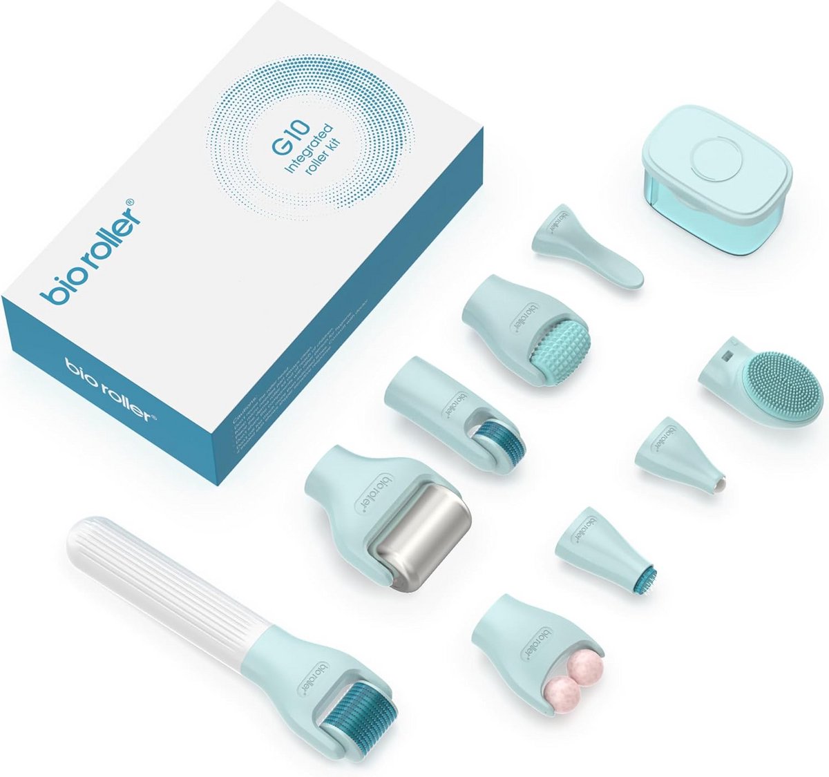 10-in-1 dermarollerset met micronaaldroller en 10 vervangbare koppen