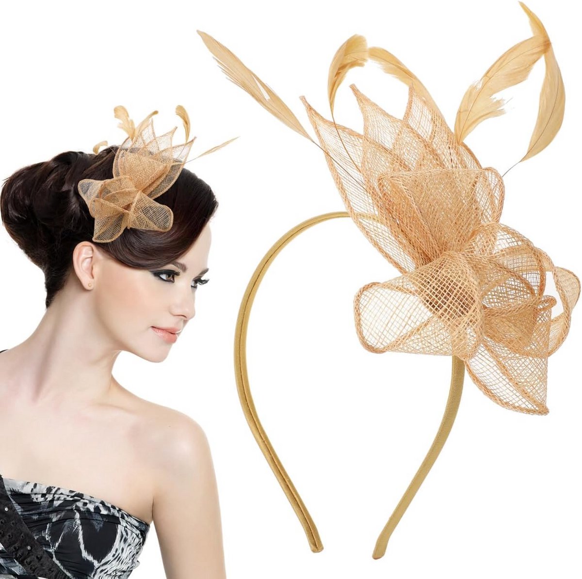 Cocktailparty Hoed en Haaraccessoire voor Dames - Roze en Goud