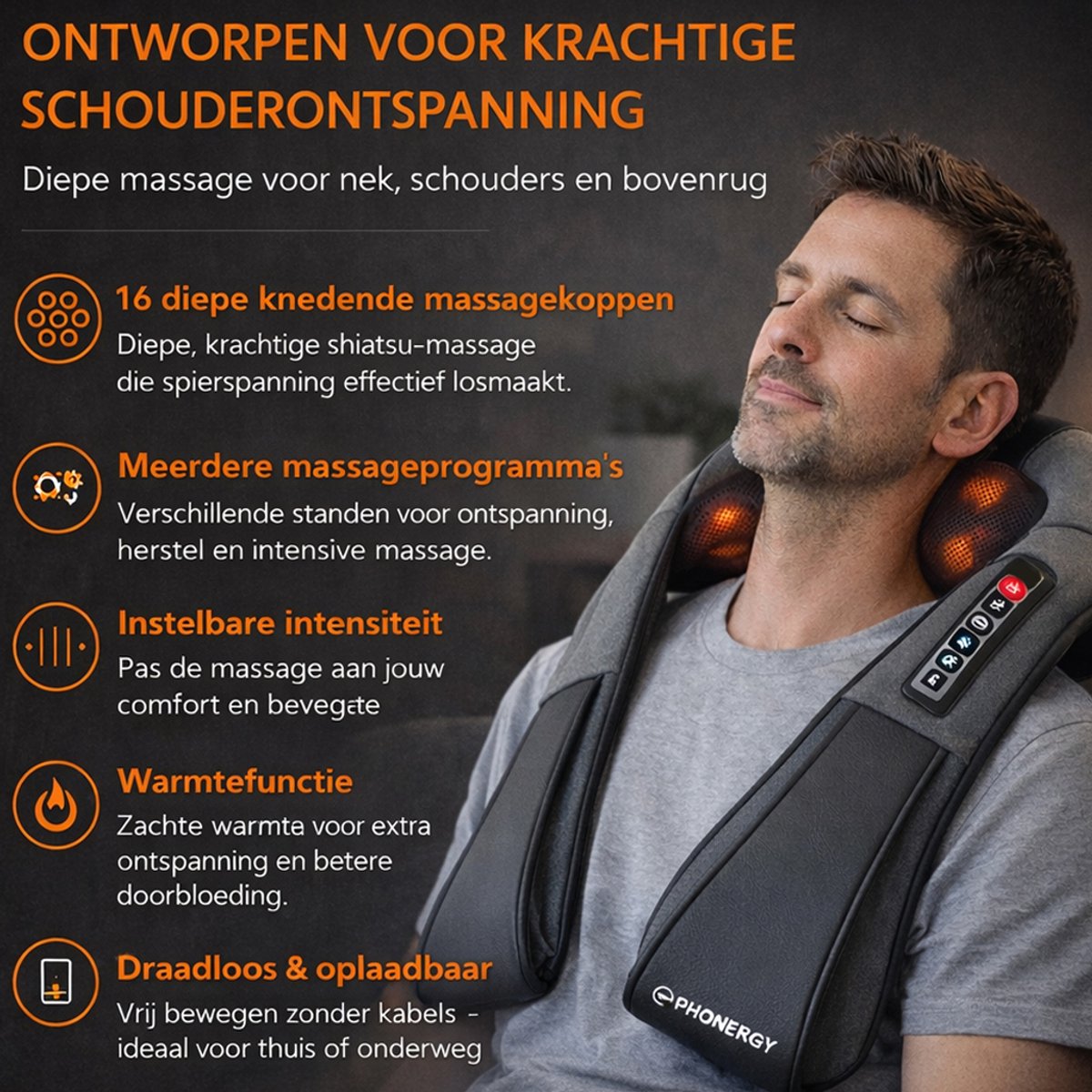Phonergy Treatflow - Massagekussen - Draadloos - Elektrisch - afbeelding 2