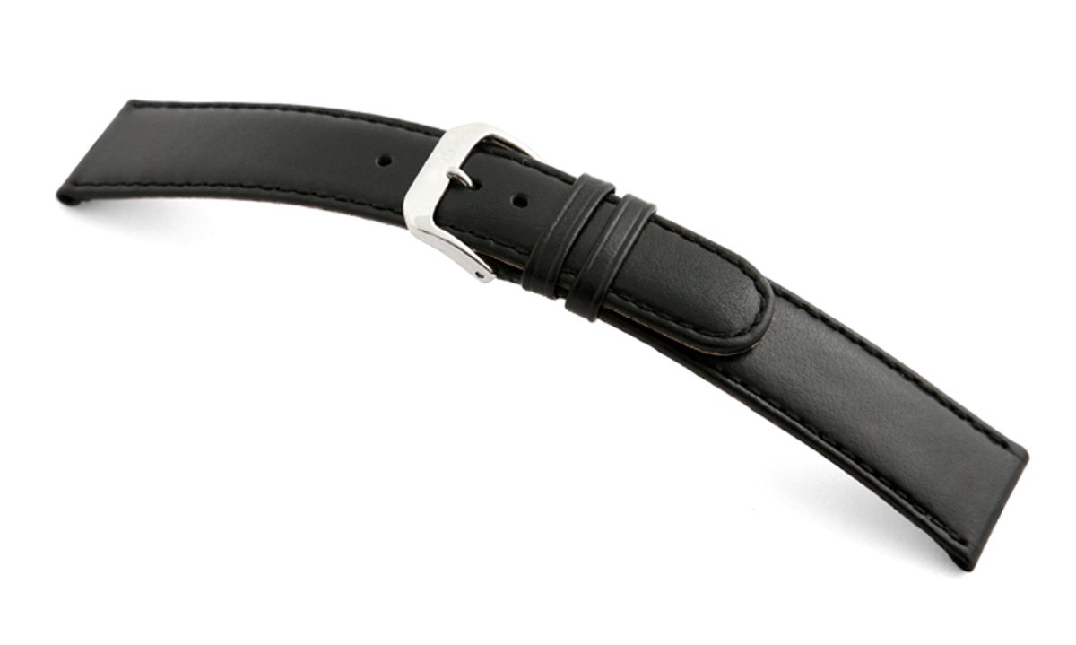 Lederband Phoenix 22mm zwart glad